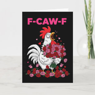 Chicken With Flower Bouquet Funny Valentines Day M Card