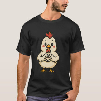 Chicken with heart Funny chicken motif with heart  T-Shirt