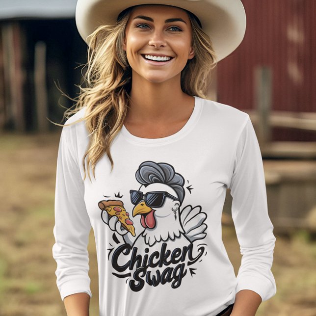  Chicken with Sunglasses Eating Pizza T-Shirt (Creator Uploaded)