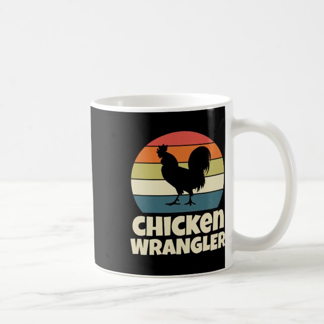 Chicken Wrangler Farmer Rooster Farming Retro Vint Coffee Mug (Right)