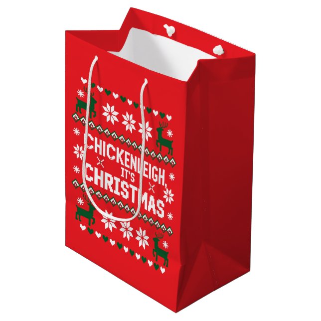 Chickenleigh Its Christmas Funny Xmas Chicken  Medium Gift Bag (Front Angled)