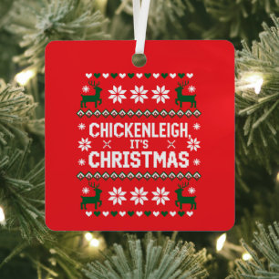 Chickenleigh Its Christmas Funny Xmas Chicken  Metal Tree Decoration