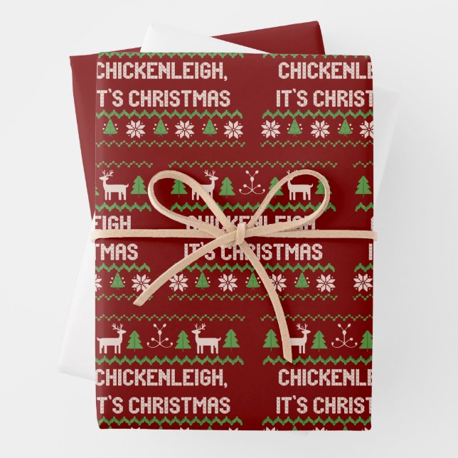Chickenleigh Its Christmas Xmas Holiday Gift Wrapping Paper Sheet (In situ)