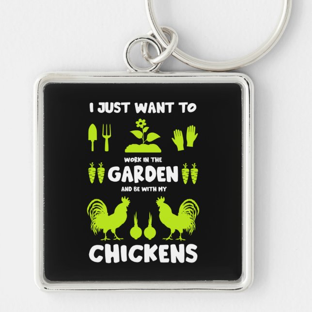 Chickens And Gardening Key Ring (Front)
