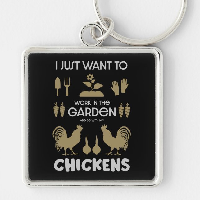 Chickens And Gardening Key Ring (Front)