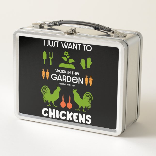 Chickens And Gardening Metal Lunch Box (Front)