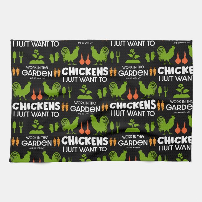 Chickens And Gardening Tea Towel (Horizontal)