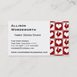 Chickens and Hearts Rooster Pattern Business Card