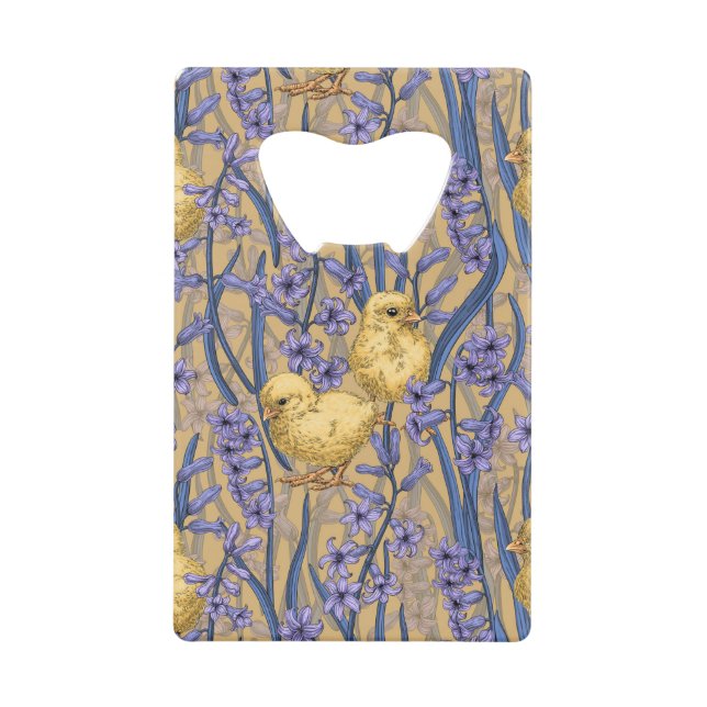 Chickens and hyacinths on yellow (Front)