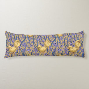 Chickens and hyacinths on yellow body cushion