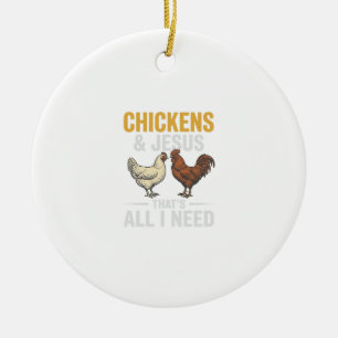 Chickens And Jesus Vintage Farm Faith Shirt_1 Ceramic Tree Decoration