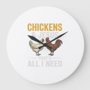 Chickens And Jesus Vintage Farm Faith Shirt_1 Large Clock
