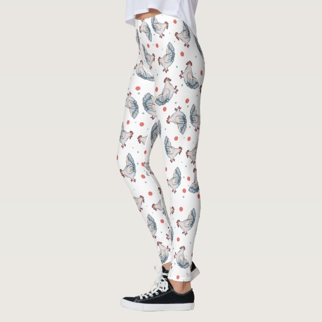 Chickens And Polka Dots All Over Print Leggings (Left)