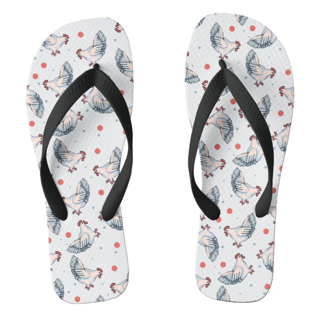 Chickens And Polka Dots Flip Flops (Footbed)