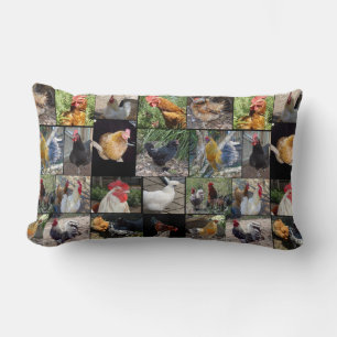 Chickens And Roosters Photo Collage, Lumbar Cushion