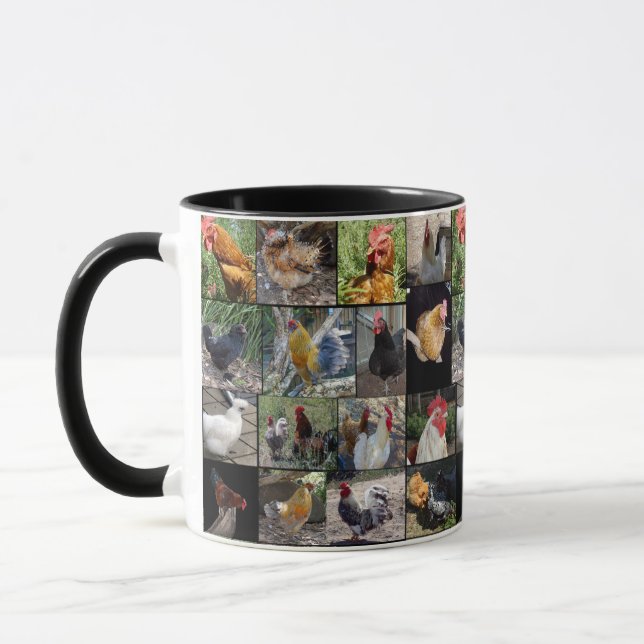 Chickens And Roosters Photo Collage, Mug (Left)