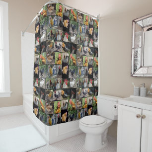 Chickens And Roosters Photo Collage, Shower Curtain