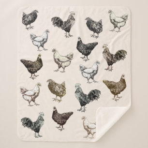Chickens and roosters! sherpa blanket
