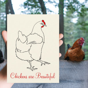 Chickens are Beautiful Cute Dancing Hen Drawing Postcard