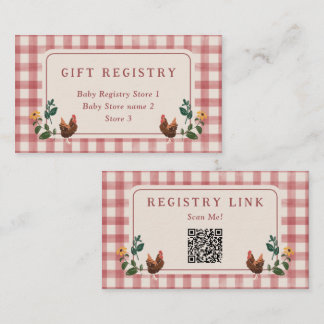 Chickens Barn Charming Farm Shower Gift Registry Enclosure Card