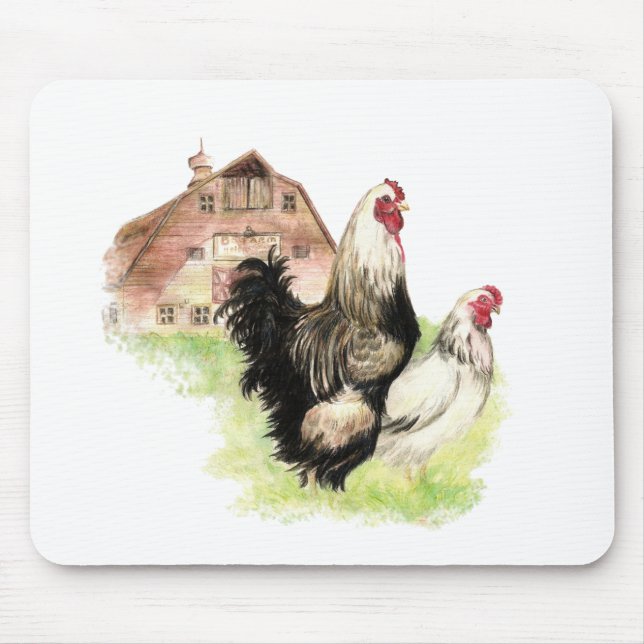 Chickens & Barn Farm Scene to Customise Mouse Pad (Front)