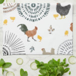 Chickens & Chicks Boho Pattern Tea Towel<br><div class="desc">Pattern featuring illustrations of chickens and chicks with boho inspired designs.</div>