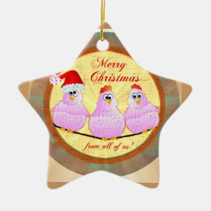 Chickens Christmas Star Ornament