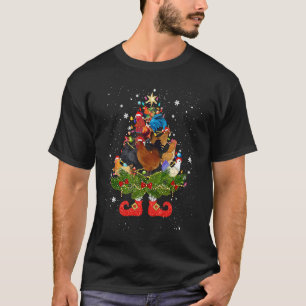 Chickens Christmas Tree Lights Cute Santa Hat T-Shirt