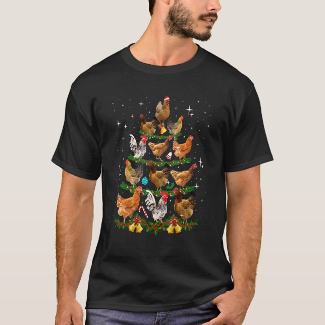 Chickens Christmas Tree Ornament Decor T-Shirt (Front)