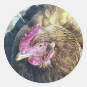 CHICKENS CLASSIC ROUND STICKER