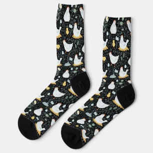 Chickens Dreaming in the Coop in Black Socks