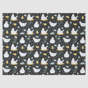 Chickens Dreaming in the Coop in Black Tissue Paper