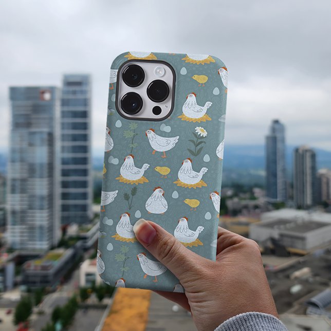Chickens Dreaming in the Coop in Teal  Case-Mate iPhone Case (Creator Uploaded)