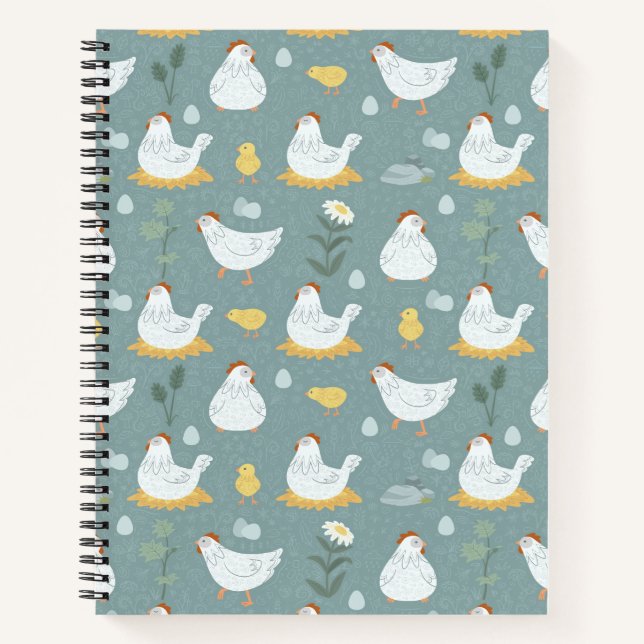 Chickens Dreaming in the Coop in Teal  Notebook (Front)
