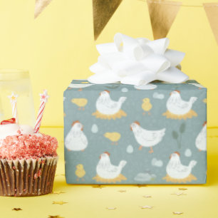 Chickens Dreaming in the Coop in Teal  Wrapping Paper