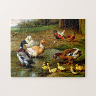 Chickens, Ducks And Ducklings At The Farm Jigsaw Puzzle