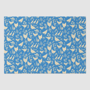 Chickens & Ducks in classic blue Tissue Paper