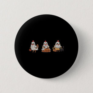 Chickens In Ghost Costume Pumpkin Black Cat Hallow 6 Cm Round Badge