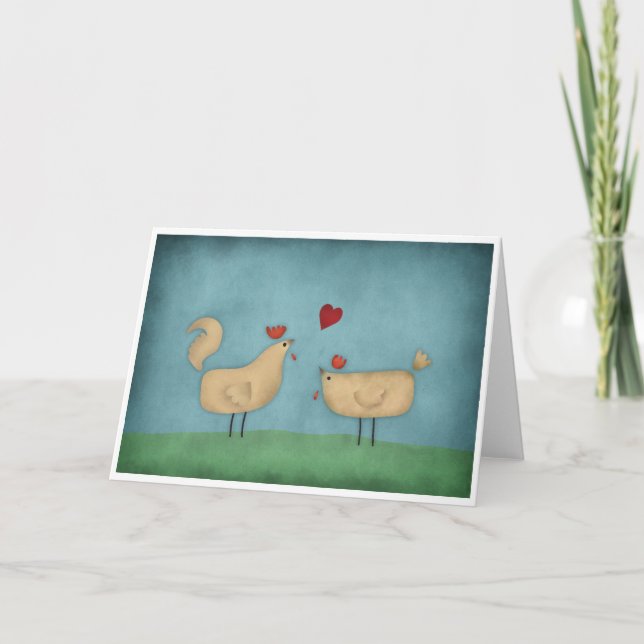 Chickens in Love Greeting Card (Front)