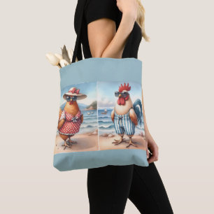 Chickens in Swimsuits at the Seaside Tote Bag
