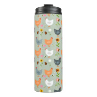 Chickens in the Flowers Thermal Tumbler