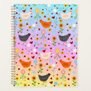 Chickens in the Garden at Sunset Planner