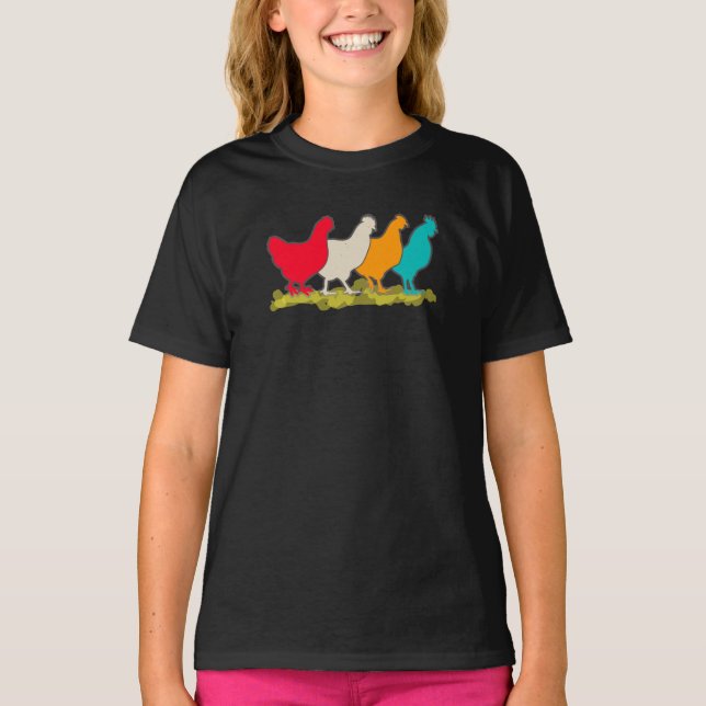 Chickens Of Different Colours T-Shirt (Front)