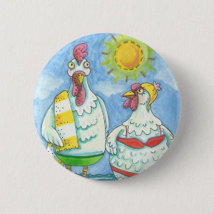 CHICKENS OF THE SEA, FUNNY CARTOON BUTTON *Round