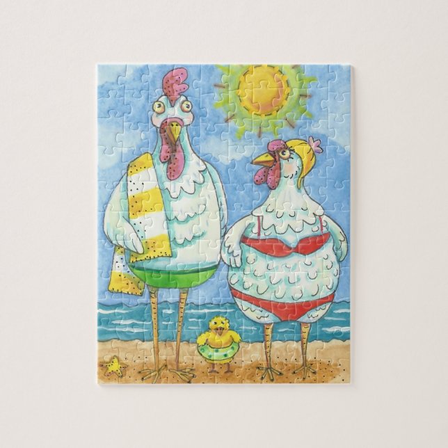 CHICKENS OF THE SEA, FUNNY CARTOON PUZZLE (Vertical)