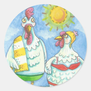 CHICKENS OF THE SEA, FUNNY STICKERS Round * Sheet
