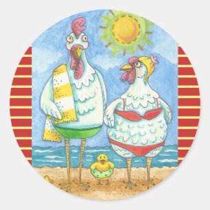 CHICKENS OF THE SEA, FUNNY STICKERS Round * Sheet