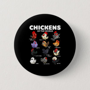 Chickens Of The World Funny Cartoon Chicken Breeds 6 Cm Round Badge