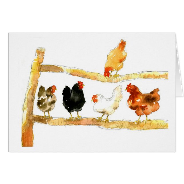 Chickens on a fence (Front Horizontal)