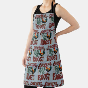 Chickens Rule the Roost Rustic Farm Illustration Apron